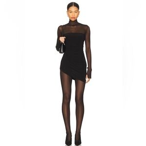 NORMA KAMALI long sleeve turtleneck strapless Dianna pickleball dress in black